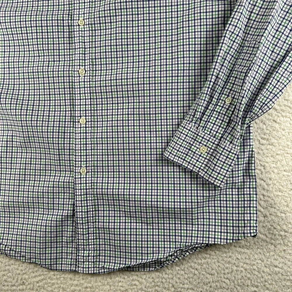 Polo Ralph Lauren Shirt Mens Large Blue Green Check Long Sleeve Button Down
